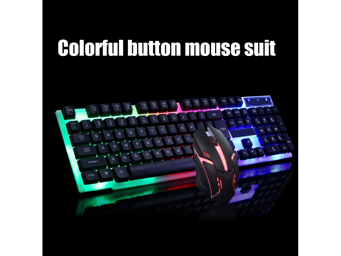 Combo Teclado E Mouse Gamer Usb Com Led Backlit Durável Para Computador E Notebook