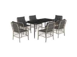 Garden Dining Set, Garden Dining Sets Vidaxl Cinzeto Rattan / Vime (mesa Com 160 Cm De Comprimento)