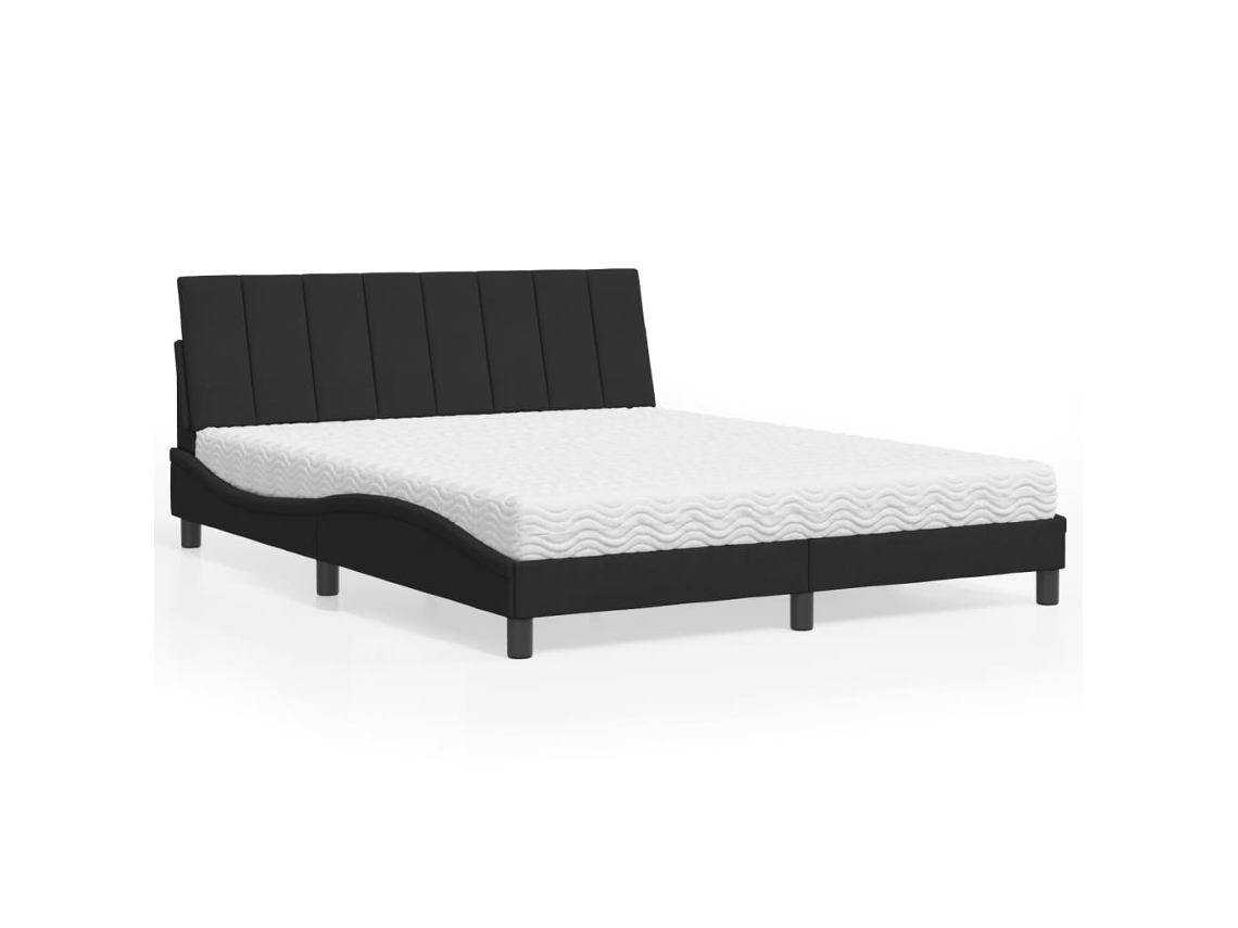 Cama Com Colchão 160x200 Cm Veludo Preto