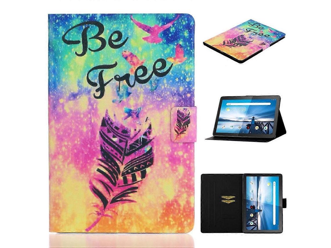 Capa De Couro Com Aba Horizontal E Desenho Colorido Para Lenovo Tab M10 Tb-x605f / X505, Com Suporte E Compartimento Para Cartão.