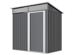 Galpão de Metal Cinza com portas deslizantes, janelas e ventilação 195x122x159/182 Cm para armazenamento externo | S/MARCA