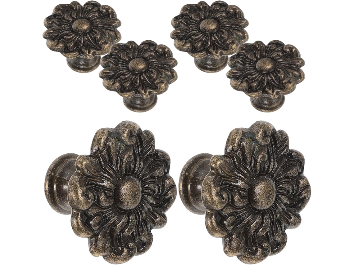 Conjunto De 6 Puxadores Decorativos Para Gavetas, Cômodas, Guarda Roupas E Armários, Com Um Furo, Ideais Para Móveis De