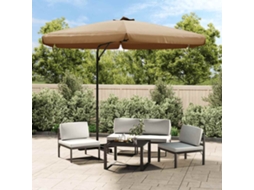 Vidaxl Guarda-sol De Jardim C/ Poste De Aço 300cm Cinzento-acastanhado