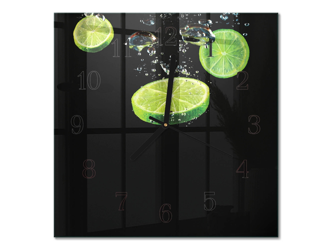 Relógio De Parede De Vidro Verde Espelharte (30x30 Cm)