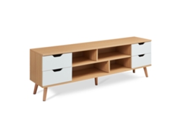 Móvel para TV Bordkak com 4 gavetas, 140x30x45 cm, carvalho/branco, [EN.CASA]