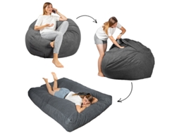 Cama Pufe Convertível 2 Em 1 Cinzenta Escura