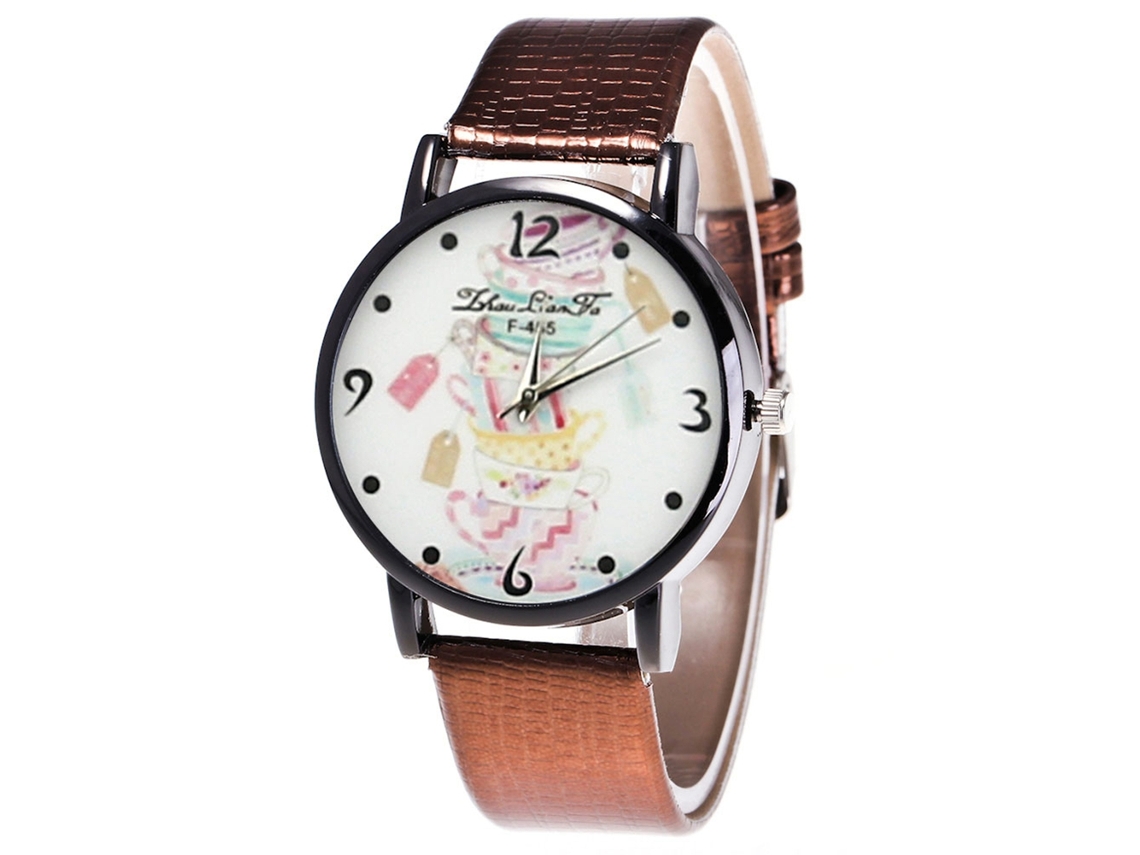 Reloj De Cuarzo Para Hombre Y Mujer Con Correa De Cuero Pu Casual Café