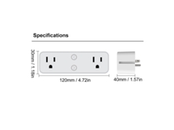 Laxiscreed Extensão Elétrica Com Wifi E Bluetooth, 2 Tomadas E Controlo Remoto Inteligente