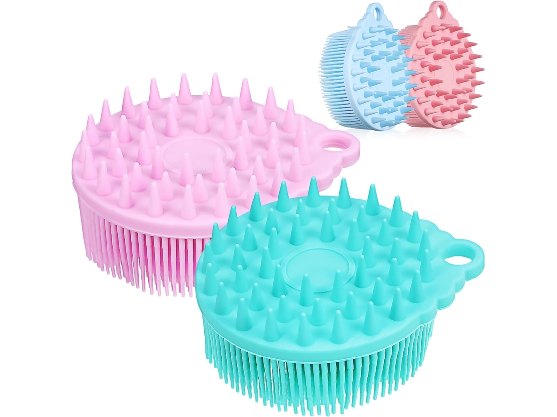 Conjunto De 4 Escovas Silicone Esfoliantes Para O Corpo Gatuida Com Anel Pendurar, Escova Macia E Durável Para Limpeza