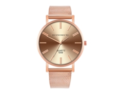 Reloj De Cuarzo Casual Estilo Simple Moda Pulsera Marrón+oro Rosa