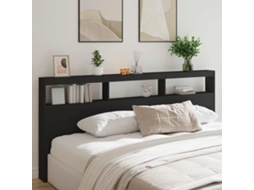 Vidaxl Armário De Cabeceira Com Luzes Led 220x17x102 Cm Preto