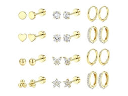 Brincos, 12 Pares De Brincos De Aço Inoxidável, Para Orelhas Sensíveis (dourado) Spqment