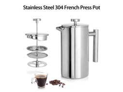 Cafeteira Prensa Francesa, De Café Térmica Em Aço Inoxidável 304 Com 2 Filtros Extras