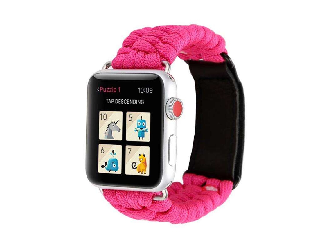 Bracelete Pulseira Fio Entrançado para Apple Watch Series 6 40Mm Rosa