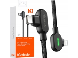 Cabo USB C Lightning reversível Mcdodo de 1 m e 90° em ângulo para iPhone 13 e 14 LEDs