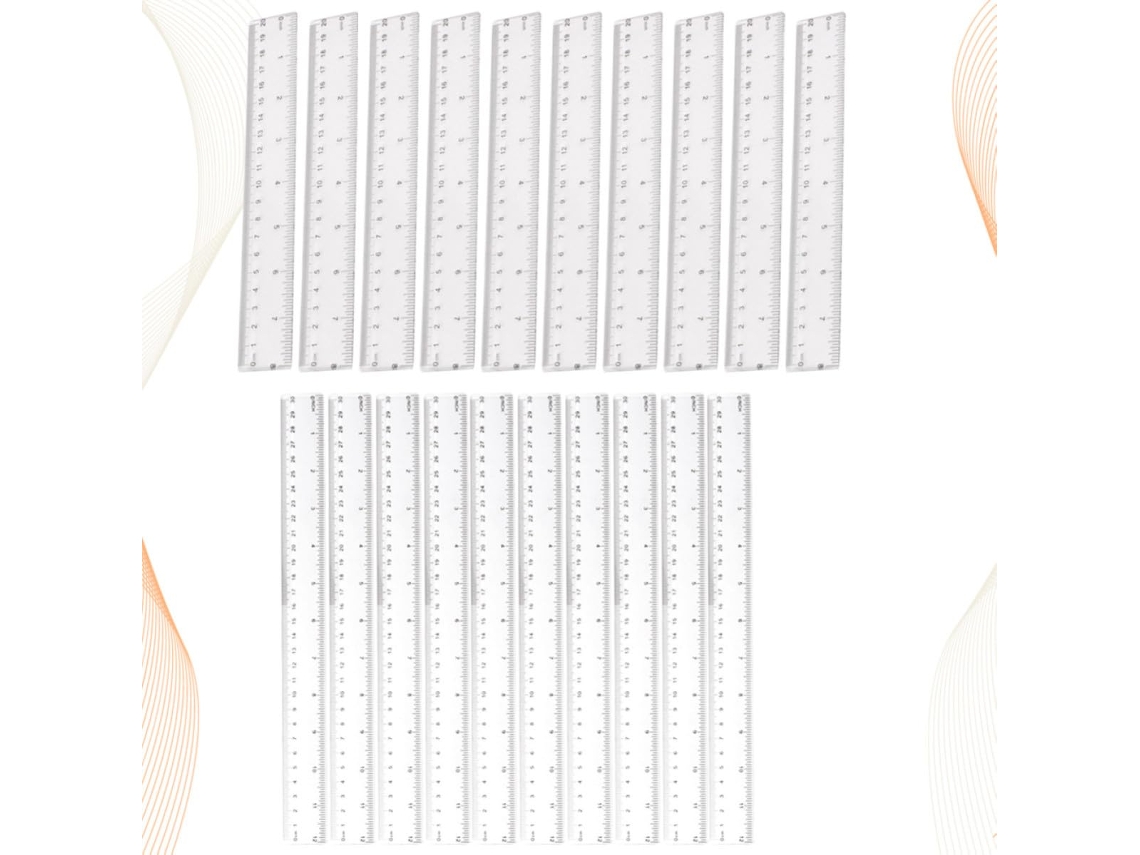 Conjunto de 20 réguas lineares transparentes de plástico Toyandona para estudantes e professores, ferramentas para medicação.
