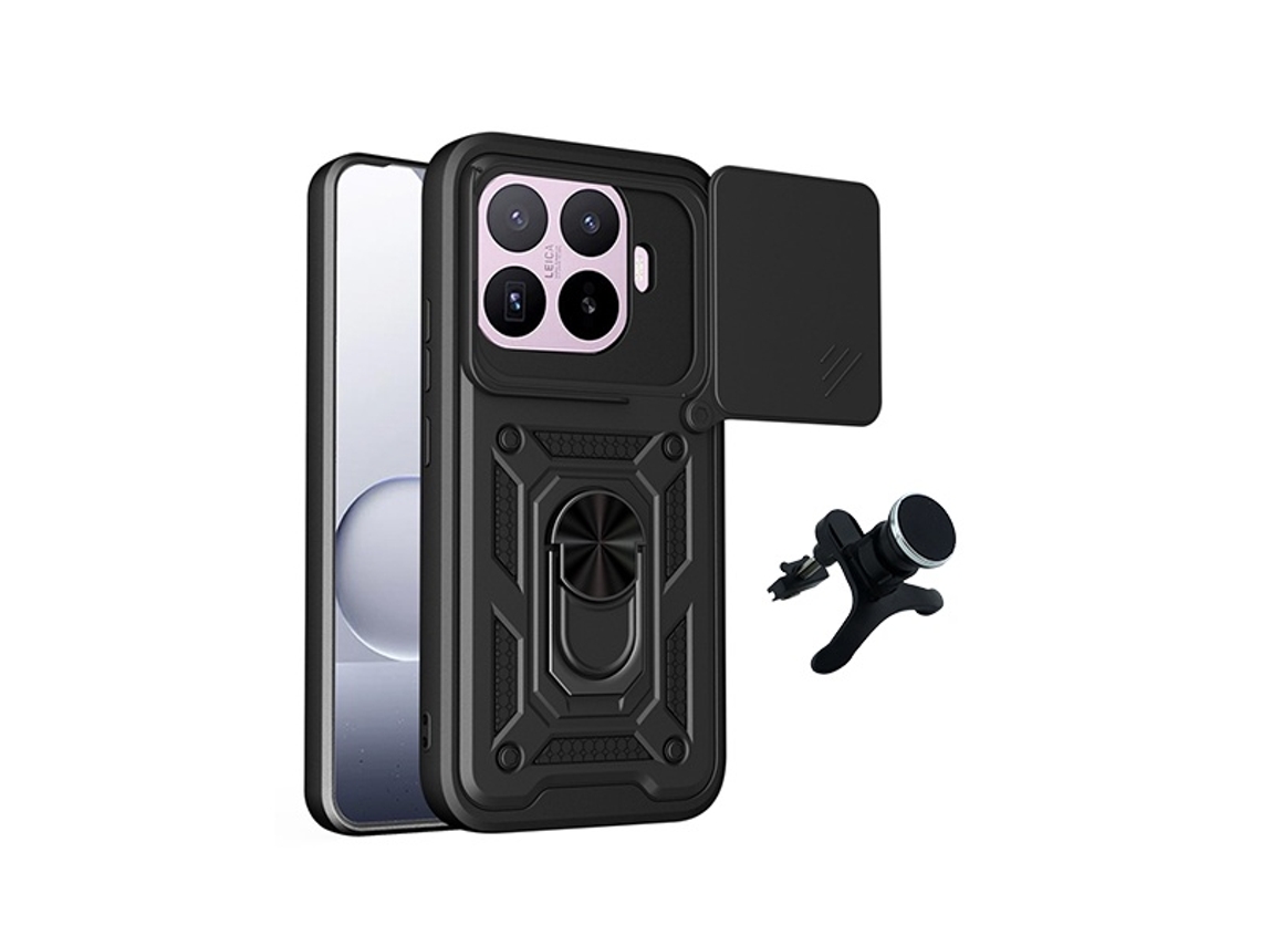 Kit Suporte Reforçado Capa Magnetic Slide Window Phonecare Para Xiaomi 17t 5g - Preto
