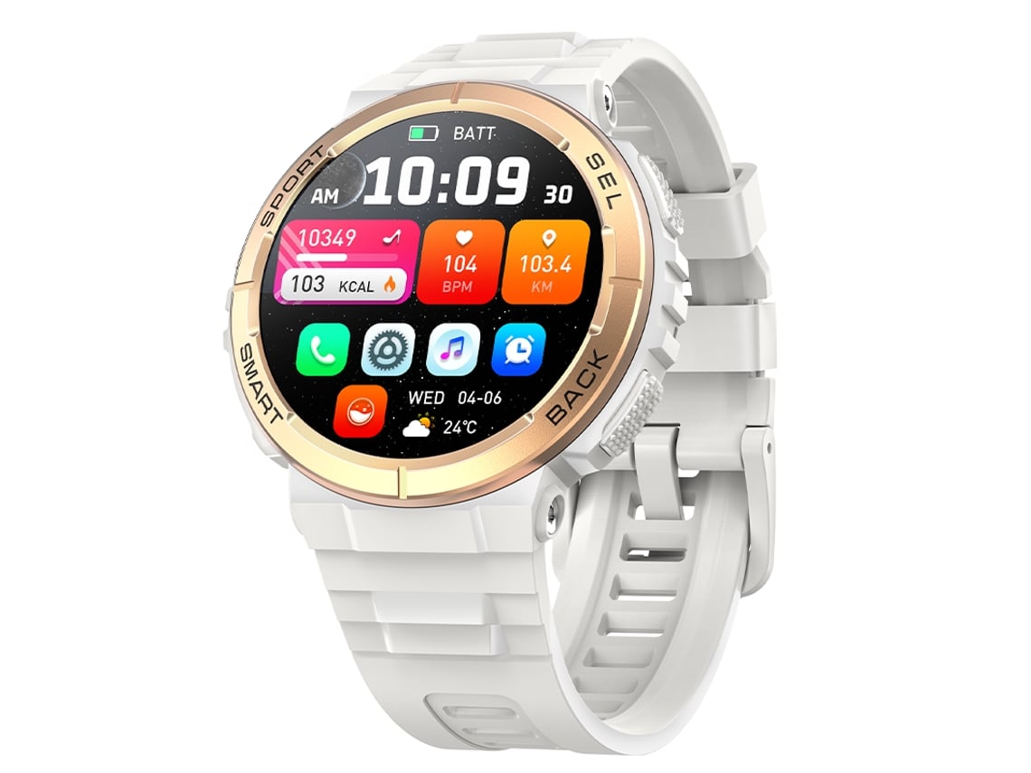 Smartwatch Chronus Amoled 1,32 Polegadas Ip68 Com Chamadas Bluetooth Branco