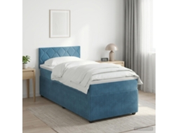 Vidaxl Cama Box Spring Com Colchão Azul Escuro 90 X 190 Cm Veludo