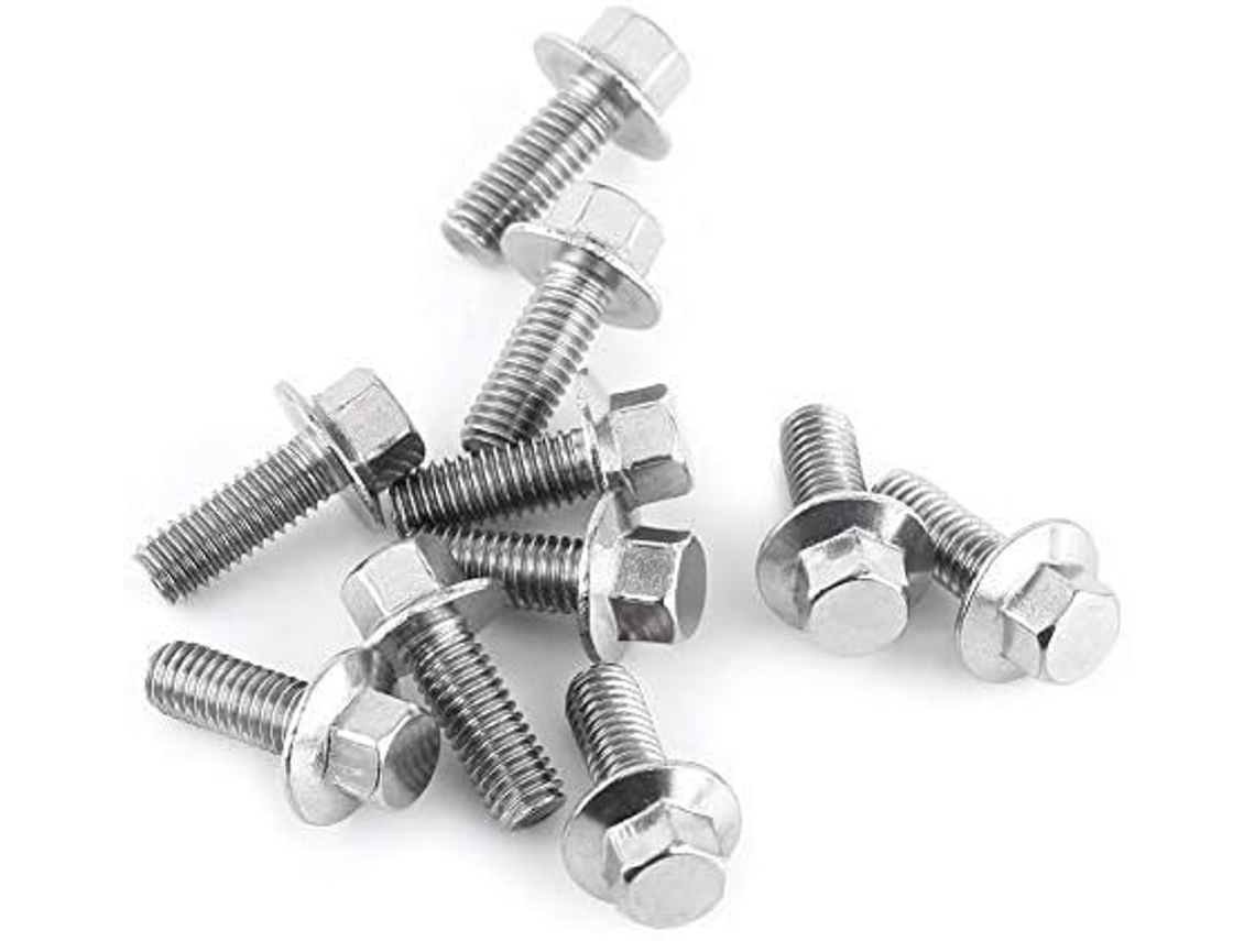 Kit De Parafusos De Aço Inoxidável M6 Ss304 De 10 Peças, Parafusos De Flange Sextavados, Parafusos De Cabeça De Arruela, Prendedores (m616)