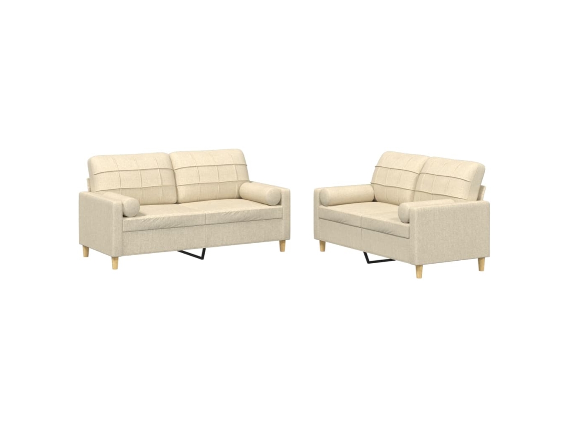 Sofa Set, Sofa Sets Vidaxl Creme Tecido (n/a)