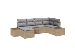 Conjunto 6 Móveis Para Exterior Vidaxl Bege Vime Pe (184 X 62 X 85 Cm)