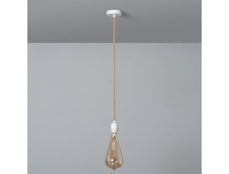 Candeeiro de Teto LEDKIA com Cabo Têxtil Natural e Branco Natural (162x10 cm)