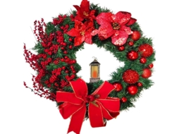 Guirnalda De Natal Pendente Para Porta Decorativa De Pinheiro Artificial Com Luz Led De Bateria 10 Polegadas