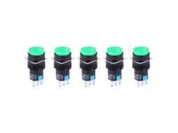 5pcs Interruptor De Auto Bloqueo 3pin La16‑11z Ab6 A Para Electrodomésticos Accesorio Verde