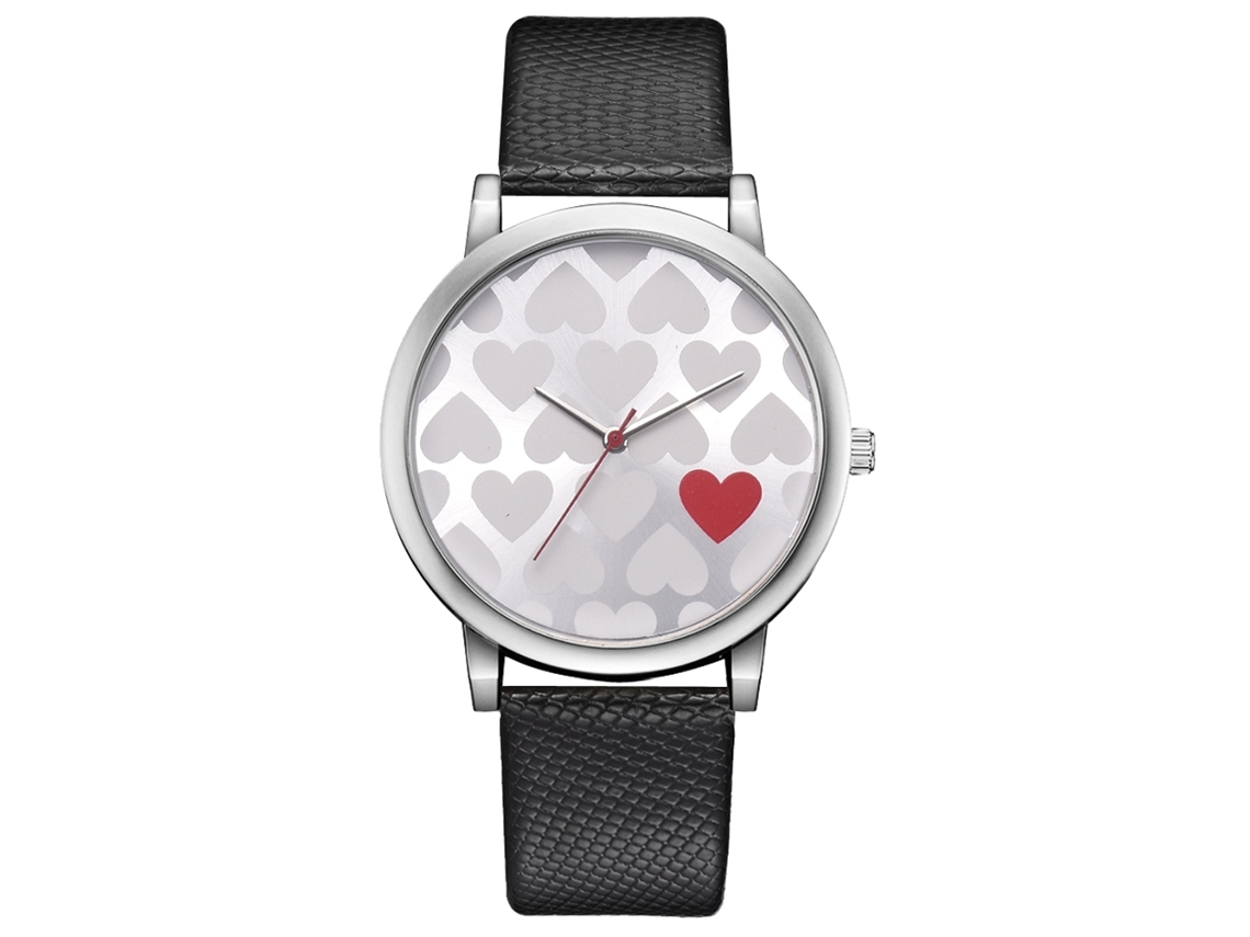 Relógio de Pulso Feminino de Moda com Cinto Pu Movimento de Quartzo Preto
