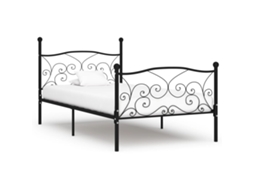 Estrutura De Cama Com Estrado De Ripas 90x200 Cm Metal Preto