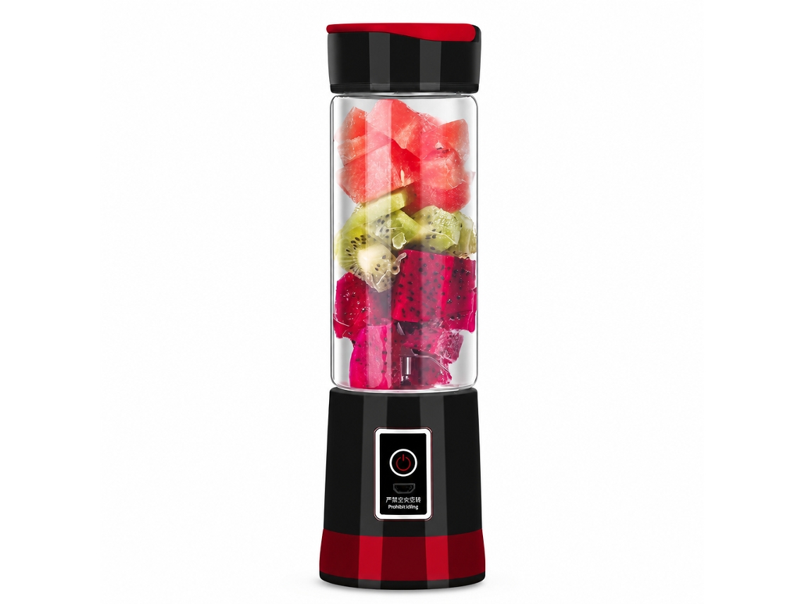 Liquidificadora Portátil Usb Recarregável 500 Ml Preta Com Copo De Vidro Extra Para Batidos E Fruta