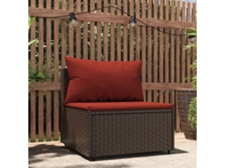 Sofá De Centro Para Jardim Com Almofadões Vime Pe Marrom Dkd Home Decor