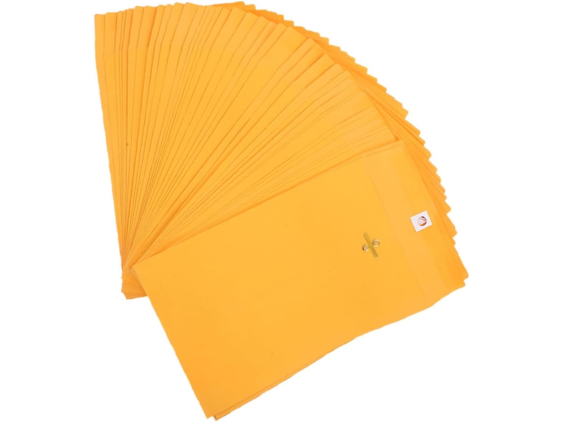 Pacote Com 100 Envelopes Pequenos De Papel Kraft Com Fecho De Aba