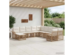 Vidaxl Conjunto De Sofás Para Exterior 11 Unid. Natural E Branco Creme