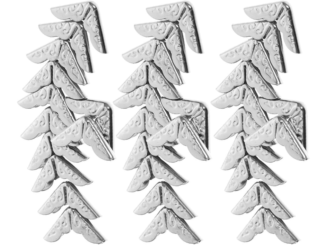 40 Protetores Canto Metálicos Prateados 14mm Pacote Unidades Álbuns Fotos Livros Scrapbooking Resistentes GOKOCO