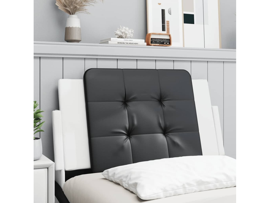 Vidaxl Almofadão De Cabeceira Zadar 80 Cm Couro Artificial Preto E Branco