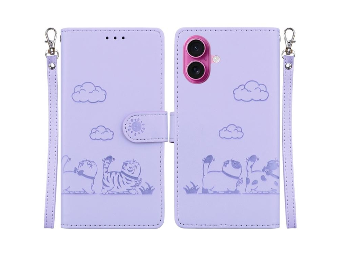 Capa De Couro Para Iphone 17 Com Gatinhos Fofos