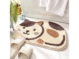 2026 tapete de Banho Linjou Antideslizante Absorbente Suave Design Adorável Gato Bege Alfombra Secadora