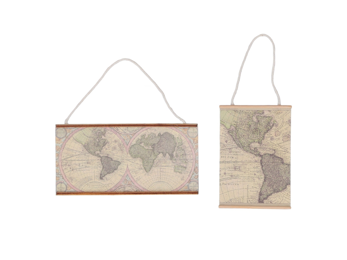Primerox 2pcs Mapa Mundial Miniatura 1:12 Casa de Bonecas Papel Decoração Geografia Infantil