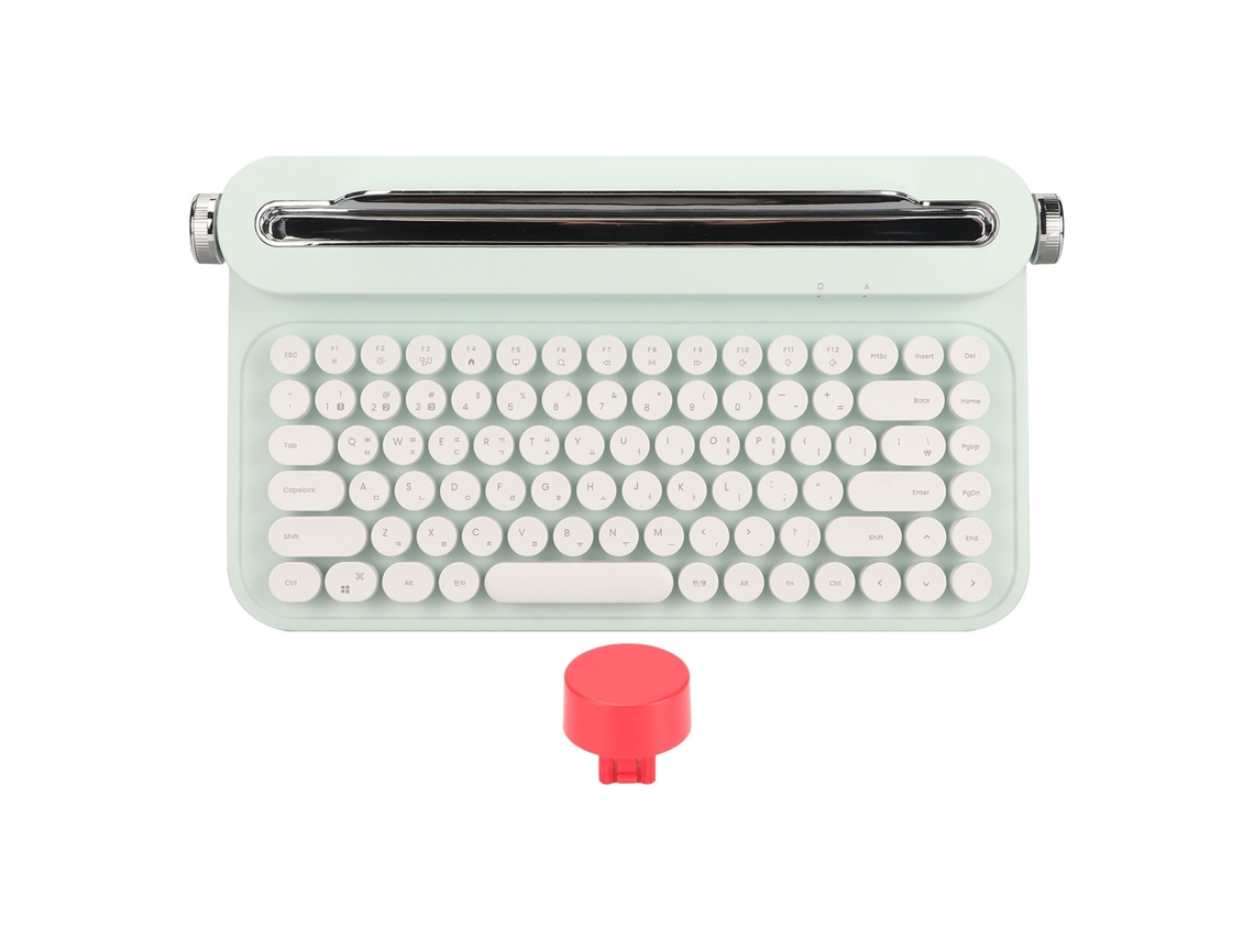 Aetheria teclado Vintage Bluetooth 86 Teclas Portátil com Suporte Integrado para Windows Android Ios Verde Menta