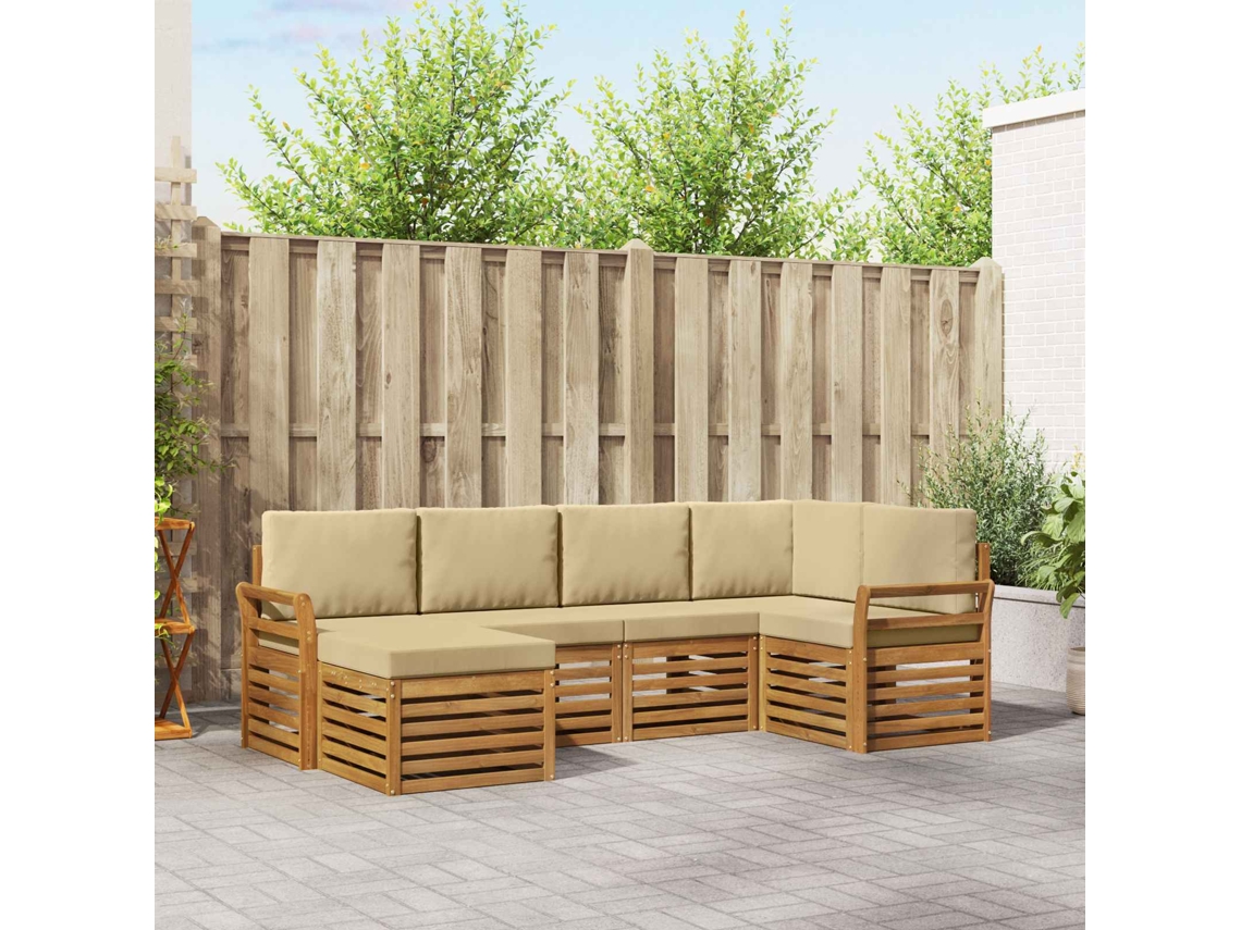 Vidaxl Conjunto De Sofás Para Exterior 6 Unid. Natural E Bege