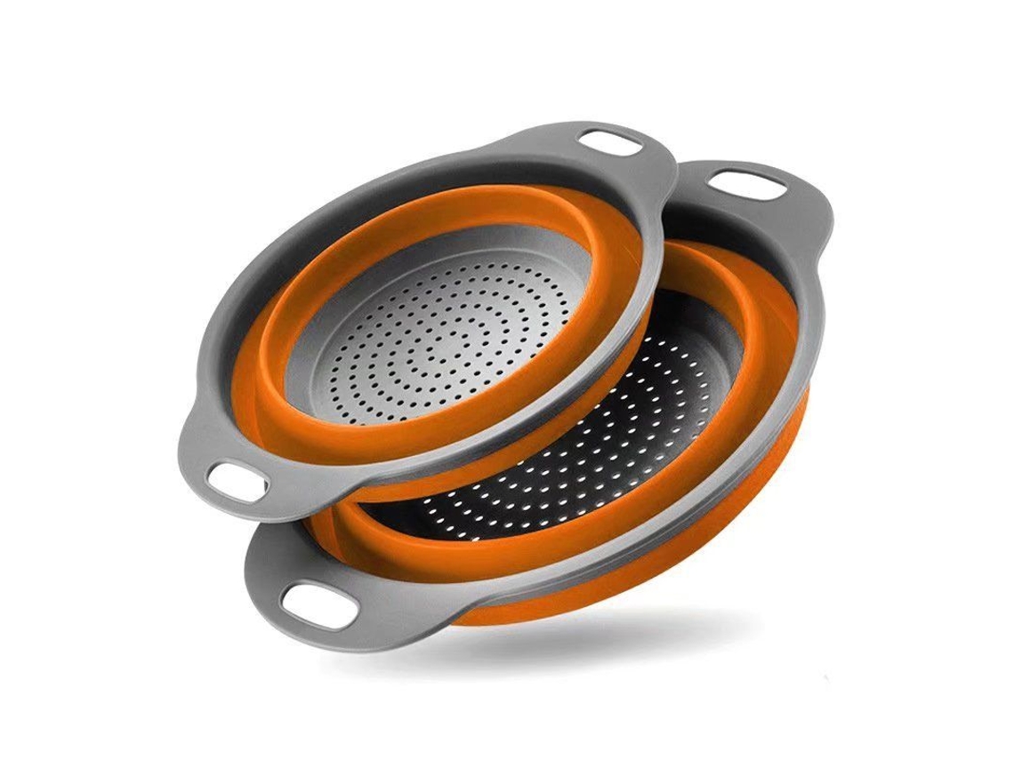 Conjunto de 2 Coladores Plegables, 4 Quart, Grande, para Paste, Frutas, Verduras, Ferramenta de Cozinha, Laranja