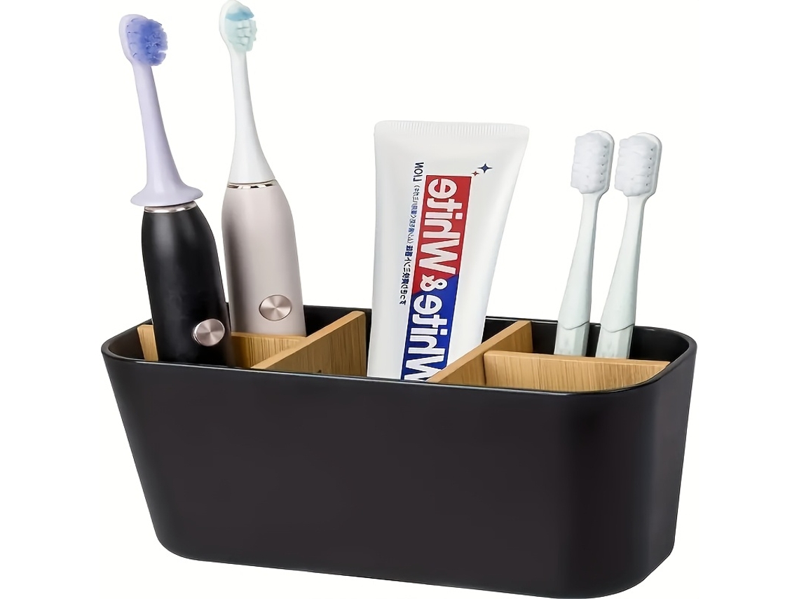 Porta escovas de Dentes em Plástico Preto com 5 Compartimentos AQUAFORGE