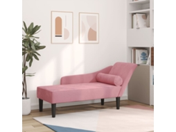 Vidaxl Chaise Longue Com Almofadões Veludo Rosa