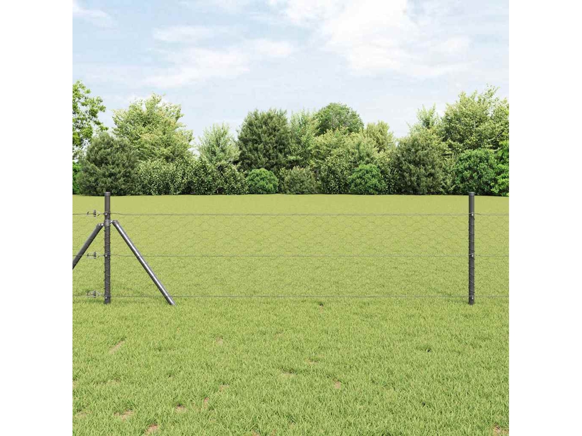 Vidaxl Cerca Hexagonal 1 X 50 M Pvc Cinzento
