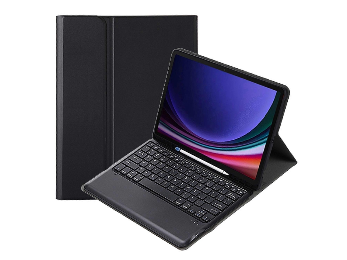 Capa De Couro Para Tablet Samsung Galaxy Tab S9+ / S9 Fe+ A810b Com Compartimento Para Caneta, Teclado Bluetooth Destacável E Sistema De Reprodução.