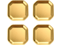Conjunto De 4 Pratos Distintos Em Aço Inoxidável Dourado/prateado Para Uso Doméstico, Camping E Atividades.