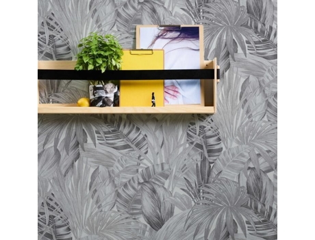 Papel De Parede De Selva Tropical Cinza 10ml X 0,53m As Creation