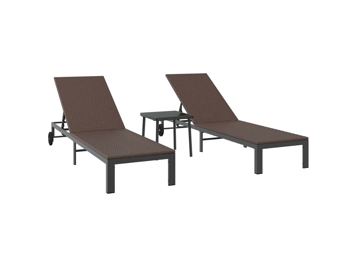 Cama de Sol 2 pessoa 3 Pcs Castanho Vime Pe MAISON EXCLUSIVE